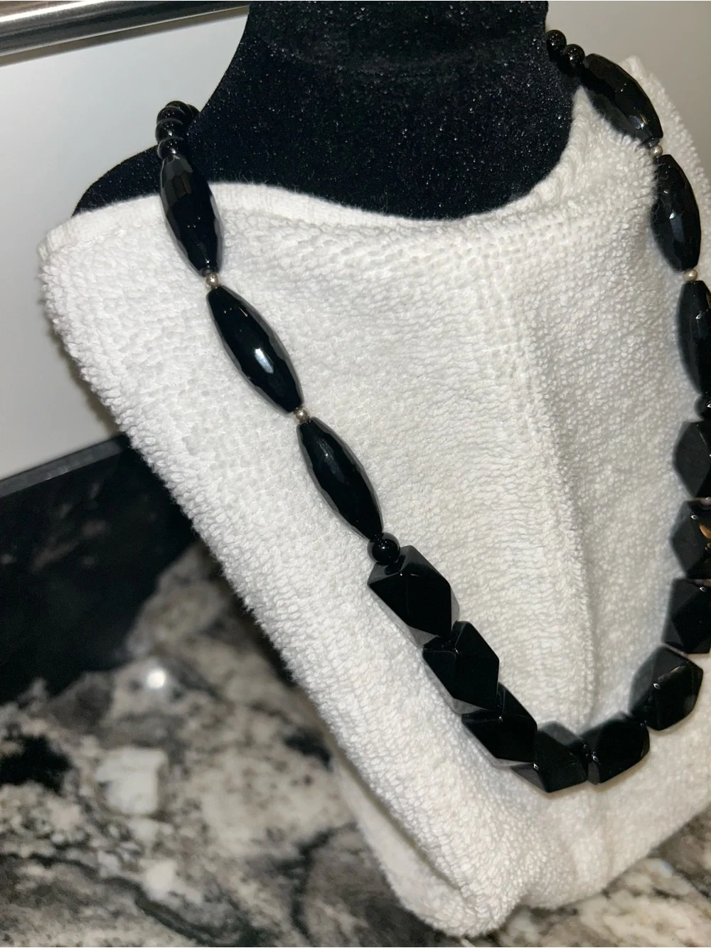 Black Faceted Statement Necklace - Women Jewelry Black onyx &  Silver